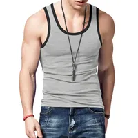 24   New American Vest Inner Wear Slim Casual Sports Men's Summer Base Color Matching Undershirt Vest main image 3