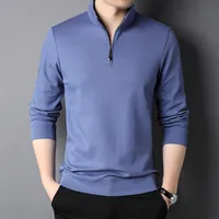 2024 Autumn Best-Selling Young And Middle-Aged Men's Long-Sleeved T-shirt Solid Color Turtleneck Zipper High-End Heavy Sweaters Menswear main image 4