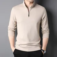 2024 Autumn Best-Selling Young And Middle-Aged Men's Long-Sleeved T-shirt Solid Color Turtleneck Zipper High-End Heavy Sweaters Menswear main image 1