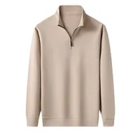 2024 Autumn Best-Selling Young And Middle-Aged Men's Long-Sleeved T-shirt Solid Color Turtleneck Zipper High-End Heavy Sweaters Menswear main image 3
