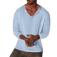 2023  New Arrival Men's Casual Solid Color And V-neck Long Sleeve T-shirt main image 4