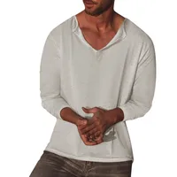 2023  New Arrival Men's Casual Solid Color And V-neck Long Sleeve T-shirt main image 3