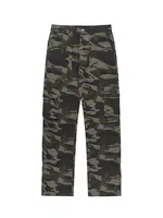 American High Street Retro Breasted Camouflage Workwear Jeans Men's Loose Street Slit Straight Bootleg Pants main image 2