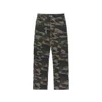 American High Street Retro Breasted Camouflage Workwear Jeans Men's Loose Street Slit Straight Bootleg Pants sku image 4