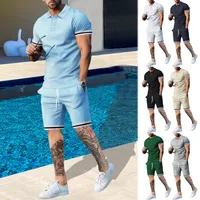Hot Sale Independent Station  Summer   Short-Sleeved Shorts Two-Piece Sports And Leisure Men's Suit main image 3