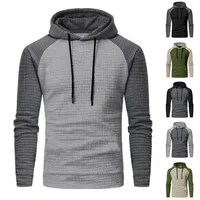 2023 Winter Independent Station New  Men's Color Matching Small Plaid Sweater Casual Slim-Fit Hood Top main image 1