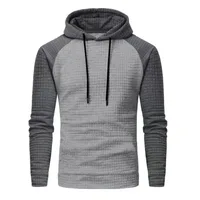 2023 Winter Independent Station New  Men's Color Matching Small Plaid Sweater Casual Slim-Fit Hood Top main image 2