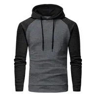 2023 Winter Independent Station New  Men's Color Matching Small Plaid Sweater Casual Slim-Fit Hood Top sku image 17