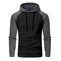 2023 Winter Independent Station New  Men's Color Matching Small Plaid Sweater Casual Slim-Fit Hood Top main image 4