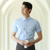 Shirt Men's DP Ready-to-Wear Non-Ironing Pure Cotton Anti-Wrinkle Solid Color Business Wear Cotton White Short Sleeve Shirt Men's Wholesale main image 1