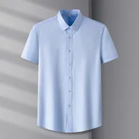 Shirt Men's DP Ready-to-Wear Non-Ironing Pure Cotton Anti-Wrinkle Solid Color Business Wear Cotton White Short Sleeve Shirt Men's Wholesale main image 3