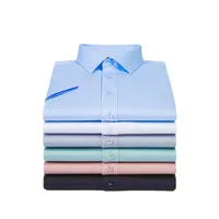 Shirt Men's DP Ready-to-Wear Non-Ironing Pure Cotton Anti-Wrinkle Solid Color Business Wear Cotton White Short Sleeve Shirt Men's Wholesale main image 4