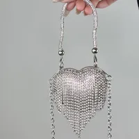 Women's Mini Plastic Metal Heart Shape Streetwear Tassel Heart-shaped Magnetic Buckle Crossbody Bag sku image 1