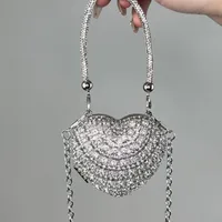 Women's Mini Plastic Metal Heart Shape Streetwear Tassel Heart-shaped Magnetic Buckle Crossbody Bag sku image 5