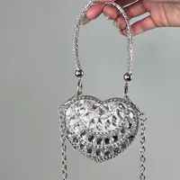 Women's Mini Plastic Metal Heart Shape Streetwear Tassel Heart-shaped Magnetic Buckle Crossbody Bag sku image 7