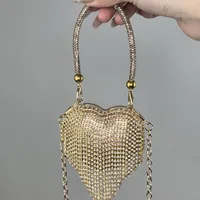 Women's Mini Plastic Metal Heart Shape Streetwear Tassel Heart-shaped Magnetic Buckle Crossbody Bag sku image 9