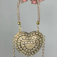 Women's Mini Plastic Metal Heart Shape Streetwear Tassel Heart-shaped Magnetic Buckle Crossbody Bag sku image 13