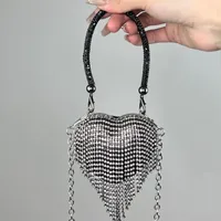 Women's Mini Plastic Metal Heart Shape Streetwear Tassel Heart-shaped Magnetic Buckle Crossbody Bag sku image 16