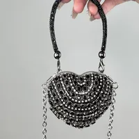 Women's Mini Plastic Metal Heart Shape Streetwear Tassel Heart-shaped Magnetic Buckle Crossbody Bag sku image 17