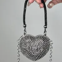 Women's Mini Plastic Metal Heart Shape Streetwear Tassel Heart-shaped Magnetic Buckle Crossbody Bag sku image 18
