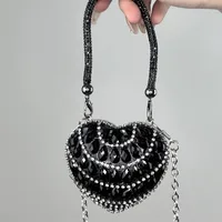 Women's Mini Plastic Metal Heart Shape Streetwear Tassel Heart-shaped Magnetic Buckle Crossbody Bag sku image 19