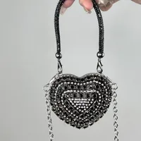 Women's Mini Plastic Metal Heart Shape Streetwear Tassel Heart-shaped Magnetic Buckle Crossbody Bag sku image 20