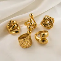 Classic Style Irregular Geometric 304 Stainless Steel Plating 18K Gold Plated Women's Rings main image 3