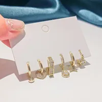 1 Set Elegant Star Water Droplets Heart Shape Plating Copper Zircon Drop Earrings main image 1