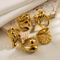 Classic Style Irregular Geometric 304 Stainless Steel Plating 18K Gold Plated Women's Rings main image 1