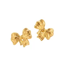 1 Pair French Style Modern Style Heart Shape Bow Knot Plating Titanium Steel Ear Studs main image 3