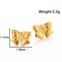1 Pair French Style Modern Style Heart Shape Bow Knot Plating Titanium Steel Ear Studs sku image 2
