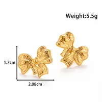 1 Pair French Style Modern Style Heart Shape Bow Knot Plating Titanium Steel Ear Studs sku image 3