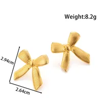 1 Pair Modern Style Sun Water Droplets Bow Knot Plating Titanium Steel Ear Studs sku image 8