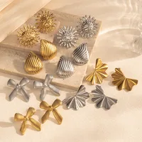 1 Pair Modern Style Sun Water Droplets Bow Knot Plating Titanium Steel Ear Studs main image 1