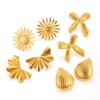 1 Pair Modern Style Sun Water Droplets Bow Knot Plating Titanium Steel Ear Studs main image 6