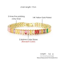 IG Style Geometric Copper Inlay Zircon 14K Gold Plated Women's Bracelets main image 2