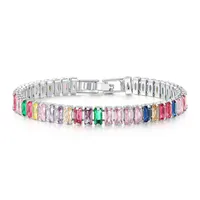 IG Style Geometric Copper Inlay Zircon 14K Gold Plated Women's Bracelets sku image 1