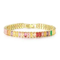 IG Style Geometric Copper Inlay Zircon 14K Gold Plated Women's Bracelets sku image 2