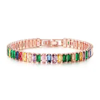 IG Style Geometric Copper Inlay Zircon 14K Gold Plated Women's Bracelets sku image 3