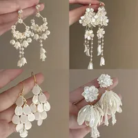1 Pair Elegant Sweet Flower Bow Knot Imitation Pearl Drop Earrings Ear Studs main image 2