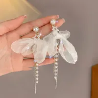 1 Pair Elegant Sweet Flower Bow Knot Imitation Pearl Drop Earrings Ear Studs main image 4