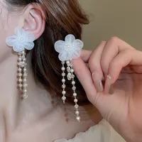 1 Pair Elegant Sweet Flower Bow Knot Imitation Pearl Drop Earrings Ear Studs sku image 1