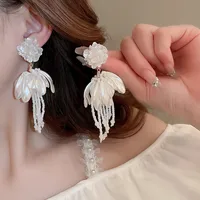 1 Pair Elegant Sweet Flower Bow Knot Imitation Pearl Drop Earrings Ear Studs sku image 23