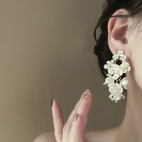 1 Pair Elegant Sweet Flower Bow Knot Imitation Pearl Drop Earrings Ear Studs sku image 21