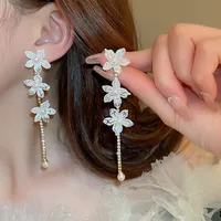 1 Pair Elegant Sweet Flower Bow Knot Imitation Pearl Drop Earrings Ear Studs sku image 15
