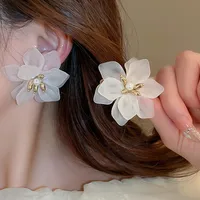 1 Pair Elegant Sweet Flower Bow Knot Imitation Pearl Drop Earrings Ear Studs sku image 7