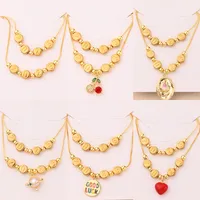 Casual Simple Style Cherry Heart Shape Flower 304 Stainless Steel Copper Polishing Enamel Plating Zircon 18K Gold Plated Women's Jewelry Set main image 1