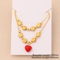 Casual Simple Style Cherry Heart Shape Flower 304 Stainless Steel Copper Polishing Enamel Plating Zircon 18K Gold Plated Women's Jewelry Set main image 3
