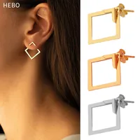 1 Pair IG Style Square Plating Titanium Steel Ear Studs main image 1