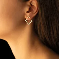 1 Pair IG Style Square Plating Titanium Steel Ear Studs main image 3